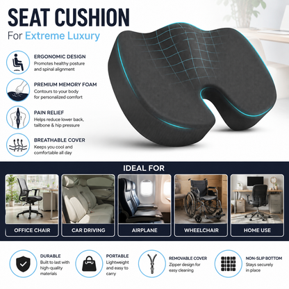 All-in-One Luxe Comfort Cushion/Seat chair cushion for tail bone & back care